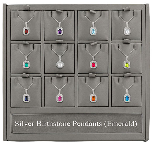 Silver Emerald Birthstone Pendants