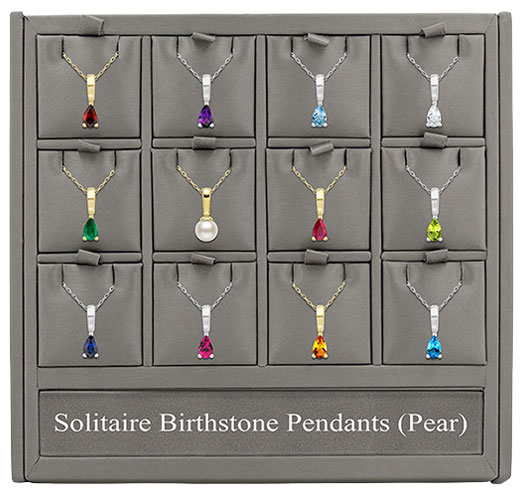 Solitaire Pear Birthstone Pendants