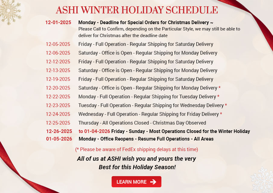 ASHI Winter Holiday Schedule